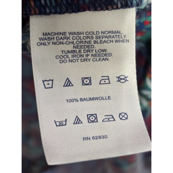 Lands End Paisley Print V-Neck 100% Cotton Maxi Dress L 14-16 Blue & Red - Picture 4 of 5